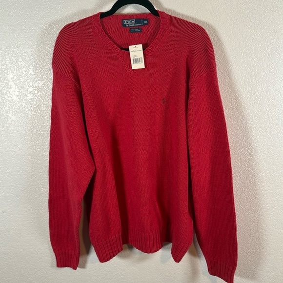 Polo Ralph Lauren Red Crew Linen Cotton Classic Sweater Size XXL NWT - Picture 1 of 6
